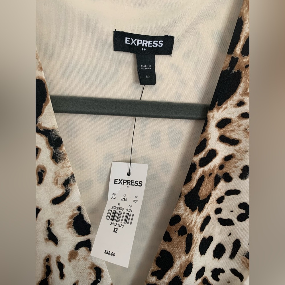 EXPRESS LEOPARD PRINT RUCHED MIDI DRESS - Picture 4 of 4